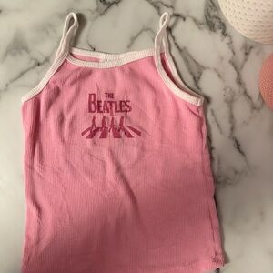 The Beatles Pink and White Ribbed Logo Tank
